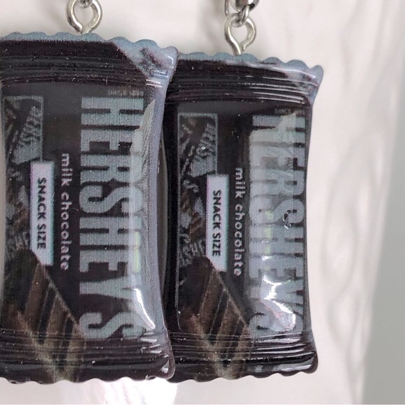 New Hersheys Chocolate Bar Oversized Dangling Fun Novelty Handmade Earrings - Picture 4 of 4
